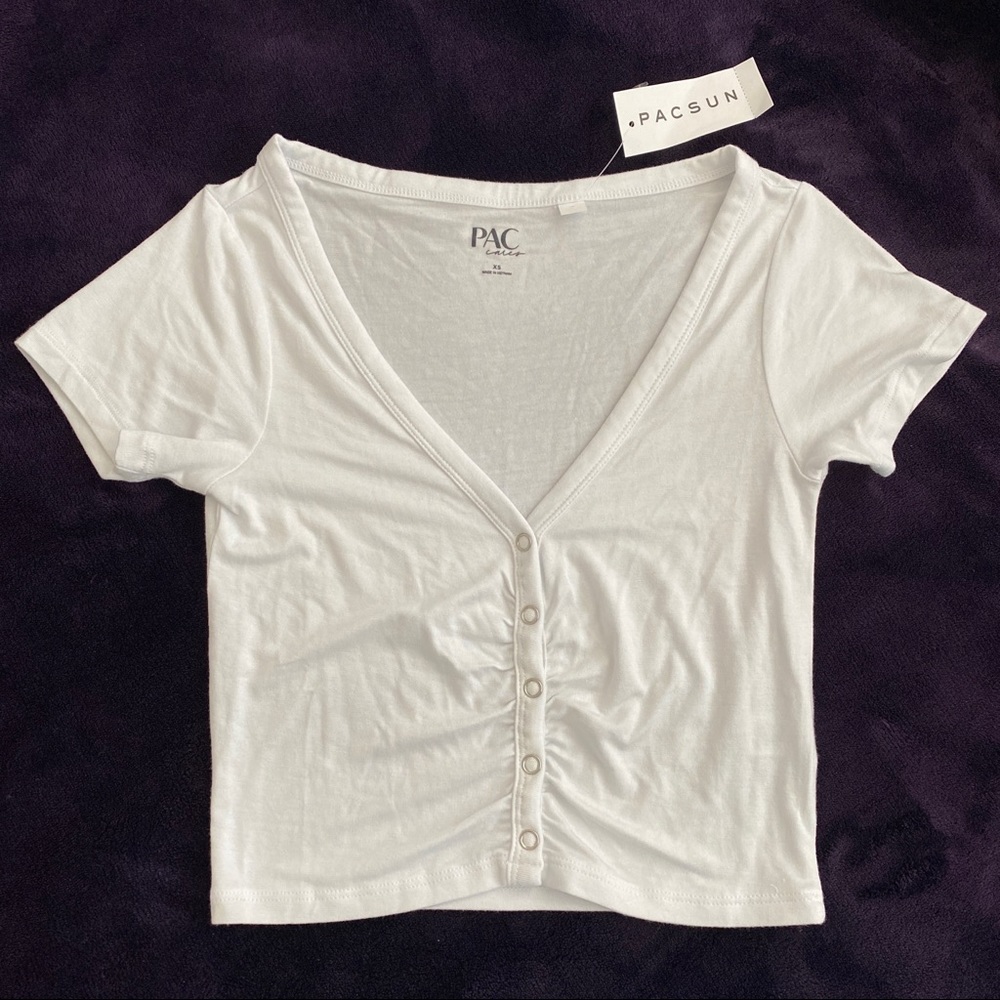 NWT pacsun paccares cinched snap top - white - size XS